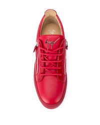 rote Leder niedrige Sneakers von Giuseppe Zanotti