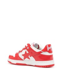 rote Leder niedrige Sneakers von A Bathing Ape