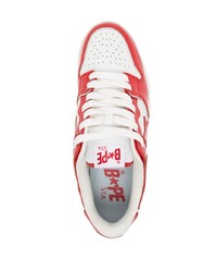 rote Leder niedrige Sneakers von A Bathing Ape