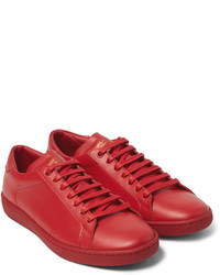 rote Leder niedrige Sneakers von Saint Laurent