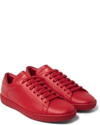 rote Leder niedrige Sneakers von Saint Laurent