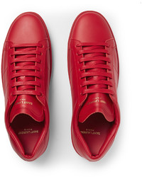 rote Leder niedrige Sneakers von Saint Laurent