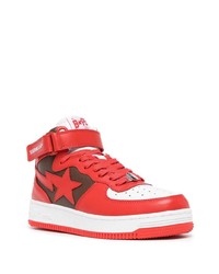 rote Leder niedrige Sneakers von A Bathing Ape