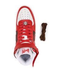 rote Leder niedrige Sneakers von A Bathing Ape