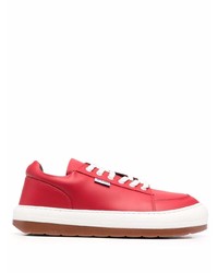 rote Leder niedrige Sneakers von Sunnei