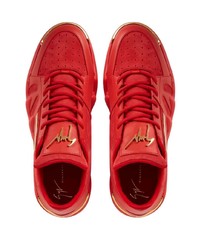 rote Leder niedrige Sneakers von Giuseppe Zanotti