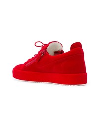 rote Leder niedrige Sneakers von Giuseppe Zanotti Design