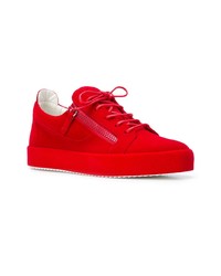 rote Leder niedrige Sneakers von Giuseppe Zanotti Design