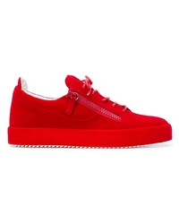 rote Leder niedrige Sneakers von Giuseppe Zanotti Design