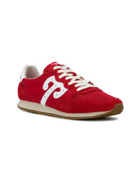 rote Leder niedrige Sneakers von Wushu