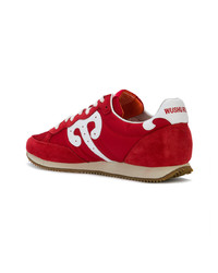 rote Leder niedrige Sneakers von Wushu