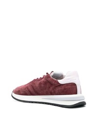 rote Leder niedrige Sneakers von Philippe Model Paris