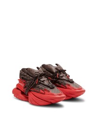 rote Leder niedrige Sneakers von Balmain
