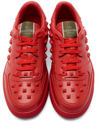 rote Leder niedrige Sneakers von RED Valentino