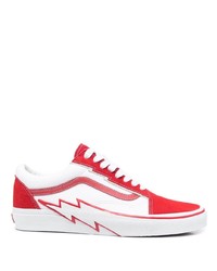 rote Leder niedrige Sneakers von Vans