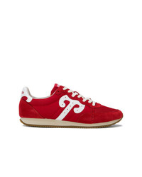 rote Leder niedrige Sneakers von Wushu