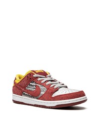 rote Leder niedrige Sneakers von Nike