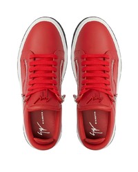 rote Leder niedrige Sneakers von Giuseppe Zanotti