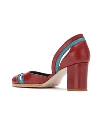 rote Leder Pumps mit Ausschnitten von Sarah Chofakian