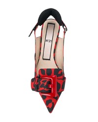 rote Leder Pumps mit Leopardenmuster von N°21