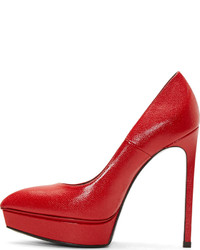 rote Leder Pumps von Saint Laurent