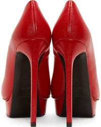 rote Leder Pumps von Saint Laurent