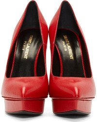 rote Leder Pumps von Saint Laurent