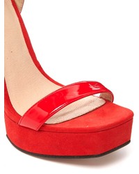 rote Leder Sandaletten von Asos