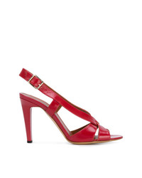 rote Leder Sandaletten von Michel Vivien