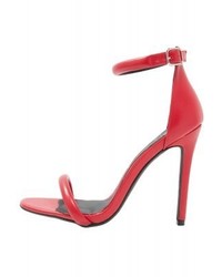 rote Leder Sandaletten von Missguided