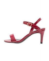 rote Leder Sandaletten von New Look