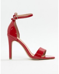 rote Leder Sandaletten von New Look