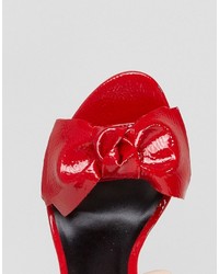 rote Leder Sandaletten von New Look