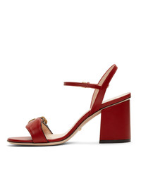 rote Leder Sandaletten von Gucci