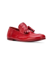 rote Leder Slipper mit Quasten von Rocco P.