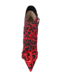 rote Leder Stiefeletten mit Leopardenmuster von N°21