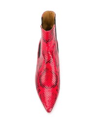 rote Leder Stiefeletten mit Schlangenmuster von Isabel Marant