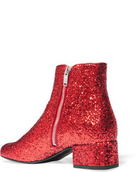 rote Leder Stiefeletten von Saint Laurent