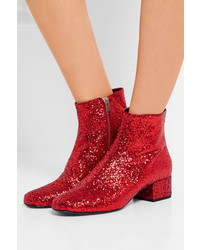 rote Leder Stiefeletten von Saint Laurent