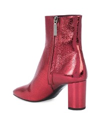 rote Leder Stiefeletten von Saint Laurent