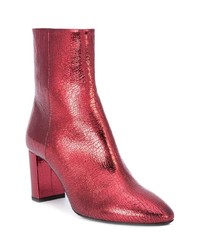 rote Leder Stiefeletten von Saint Laurent