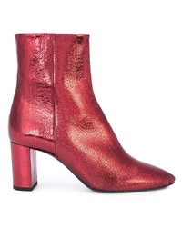 rote Leder Stiefeletten von Saint Laurent