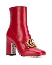 rote Leder Stiefeletten von Gucci