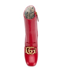 rote Leder Stiefeletten von Gucci