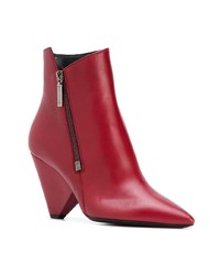 rote Leder Stiefeletten von Saint Laurent