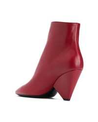 rote Leder Stiefeletten von Saint Laurent