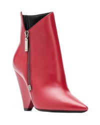 rote Leder Stiefeletten von Saint Laurent