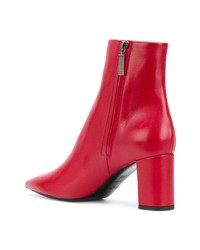 rote Leder Stiefeletten von Saint Laurent