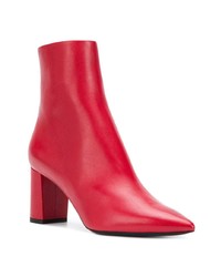 rote Leder Stiefeletten von Saint Laurent