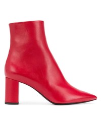 rote Leder Stiefeletten von Saint Laurent